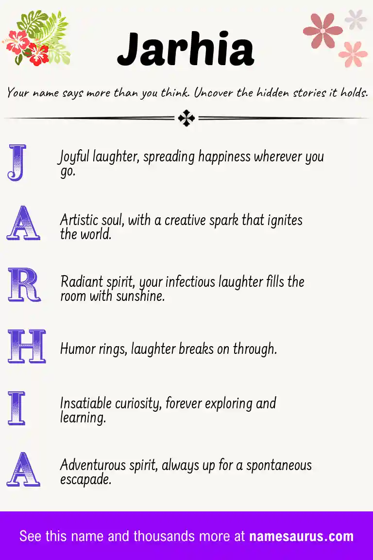 Acrostic poem about Jarhia.