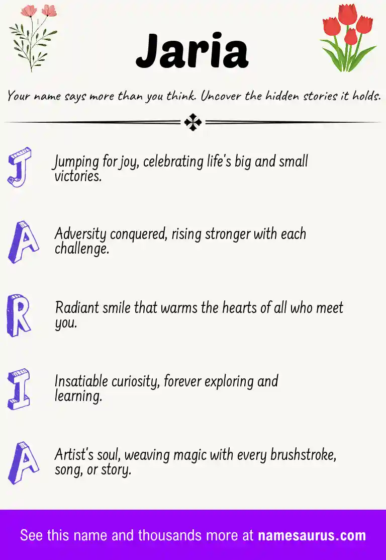 Acrostic poem about Jaria.