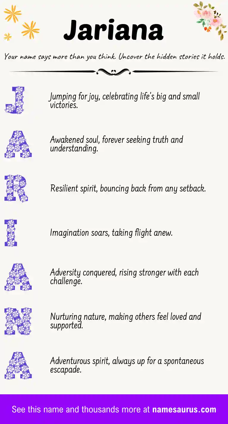 Acrostic poem about Jariana.