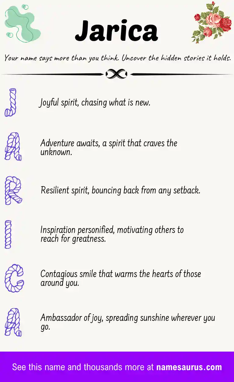Acrostic poem about Jarica.