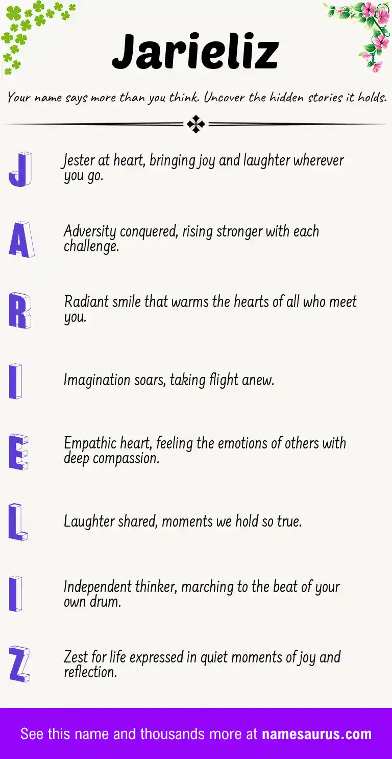 Acrostic poem about Jarieliz.