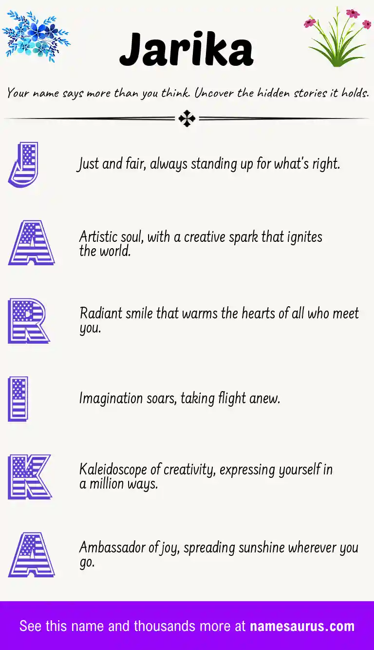 Acrostic poem about Jarika.