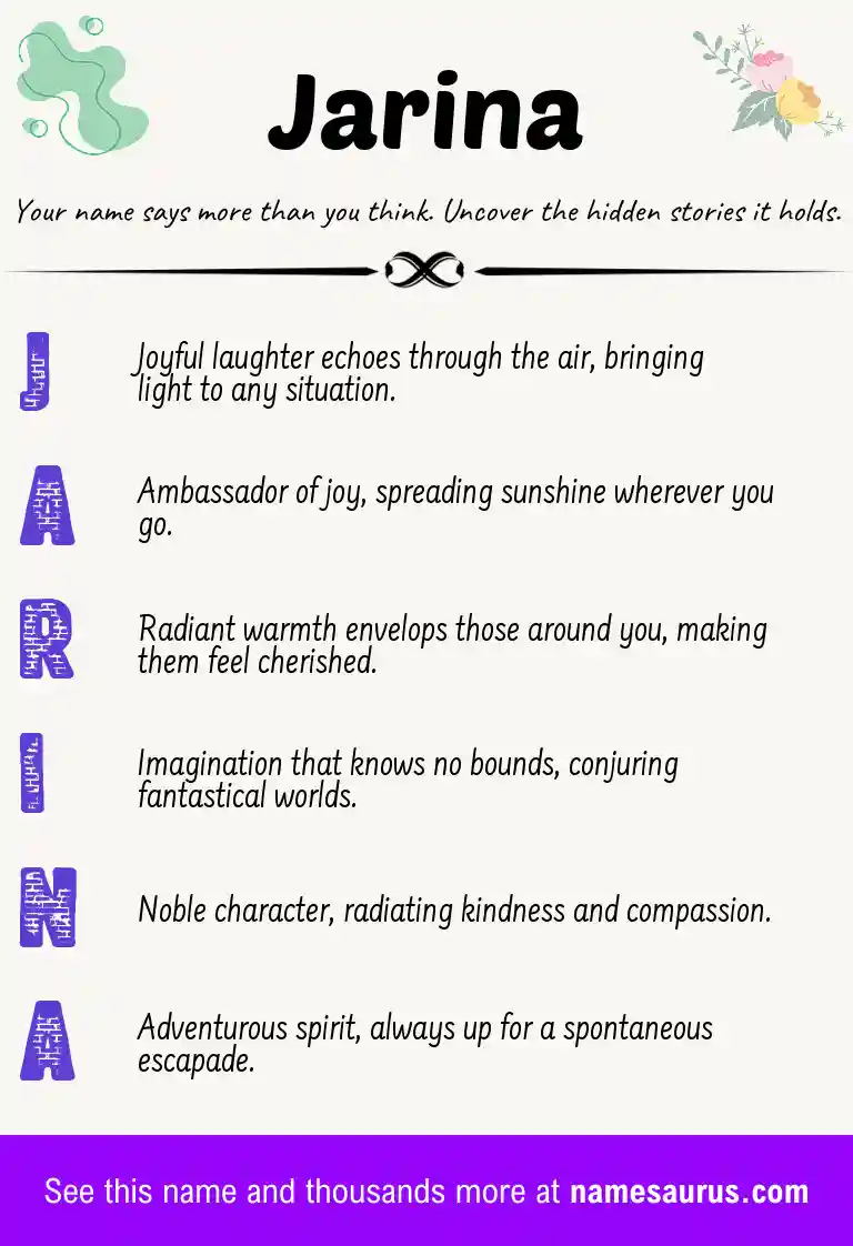 Acrostic poem about Jarina.
