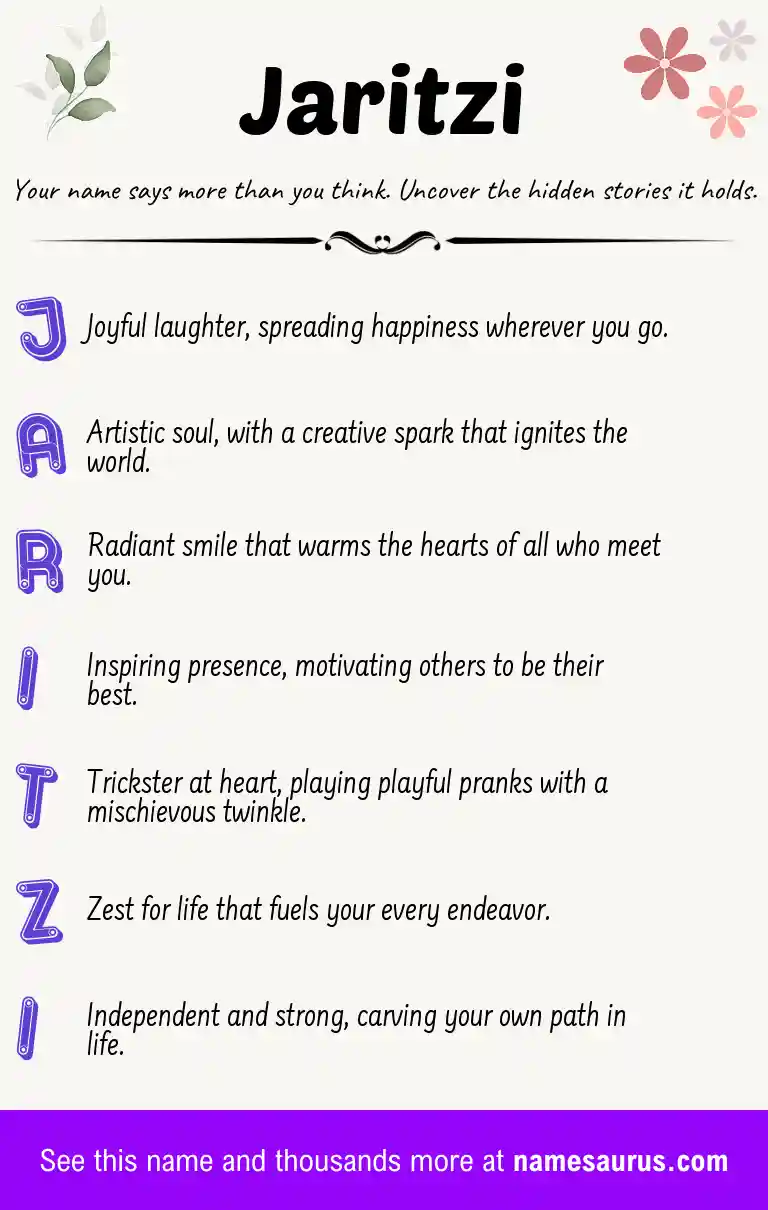 Acrostic poem about Jaritzi.