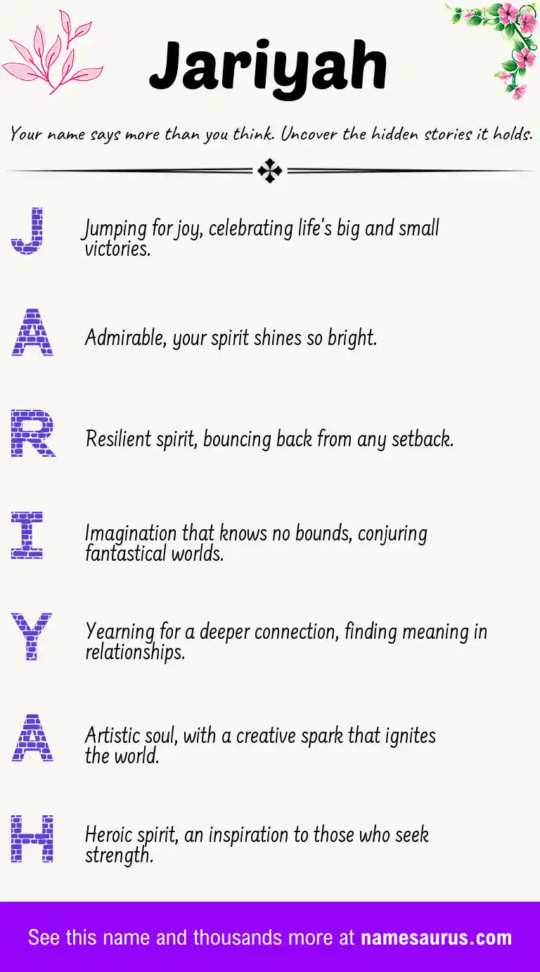 Acrostic poem about Jariyah.