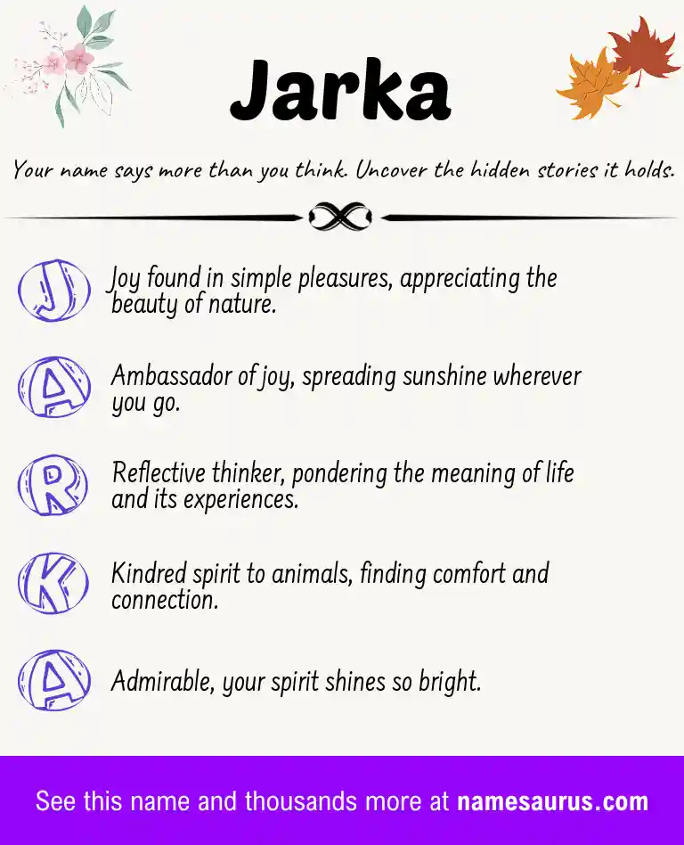 Acrostic poem about Jarka.
