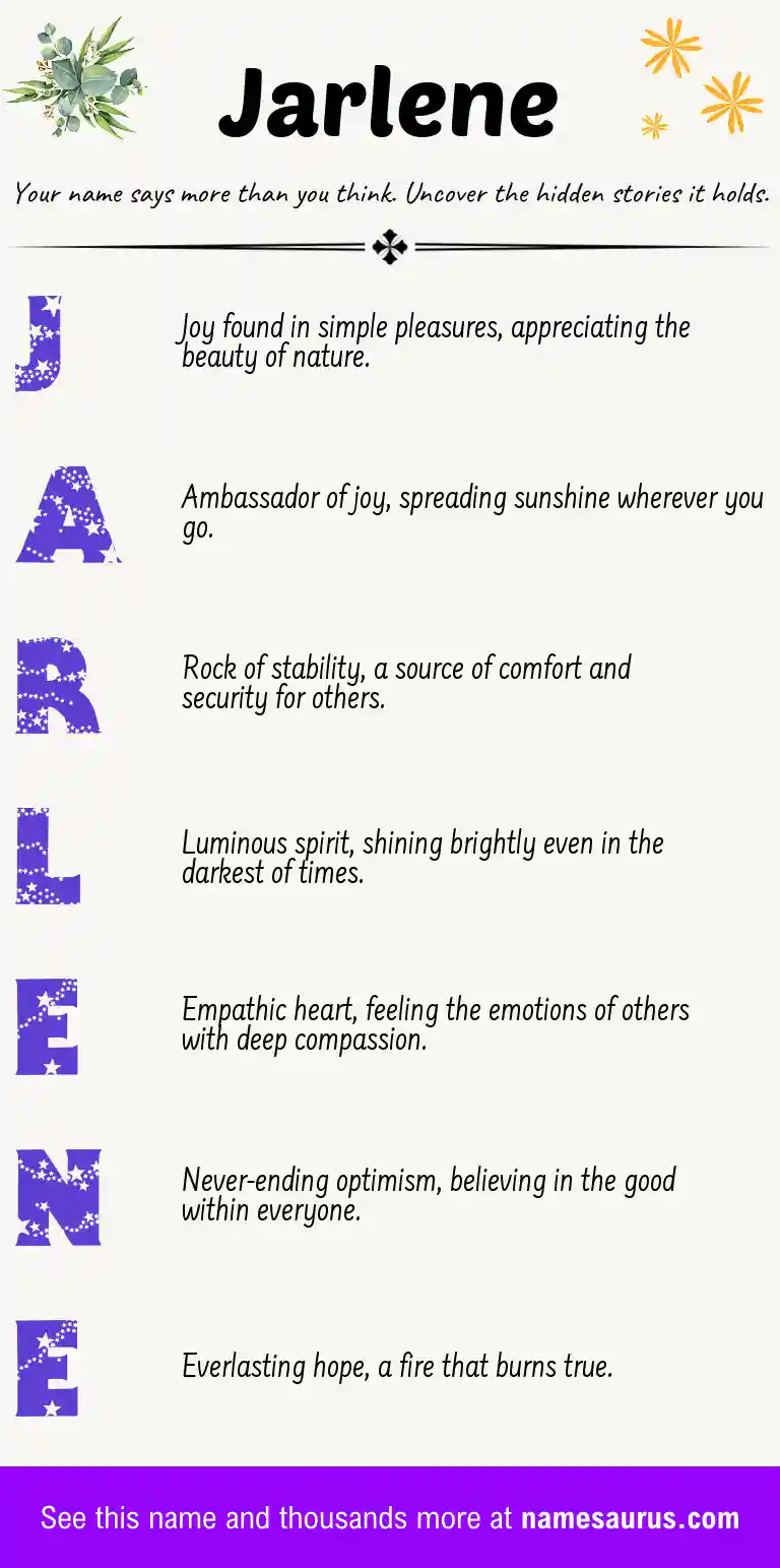 Acrostic poem about Jarlene.
