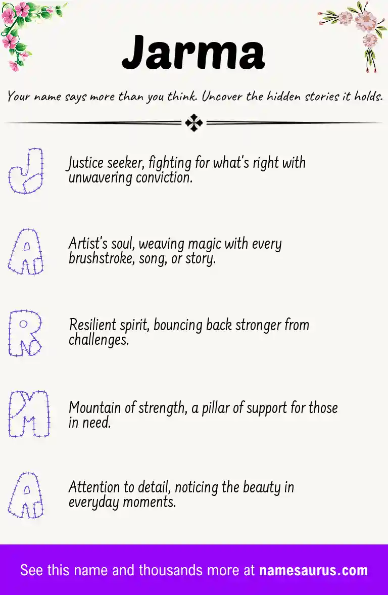 Acrostic poem about Jarma.