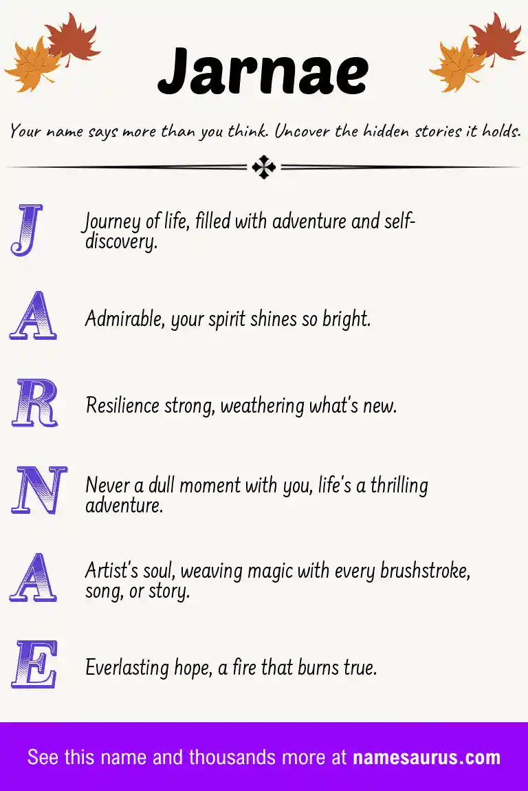 Acrostic poem about Jarnae.