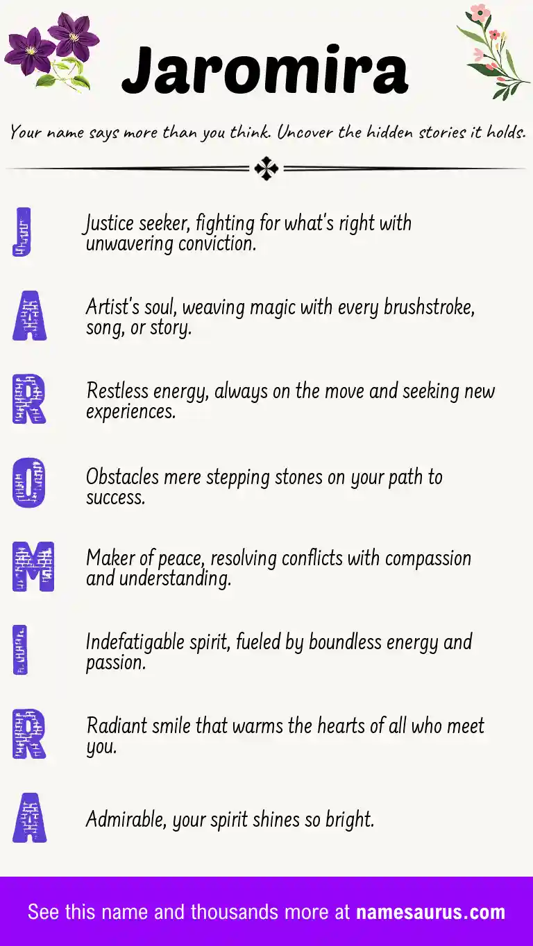 Acrostic poem about Jaromira.