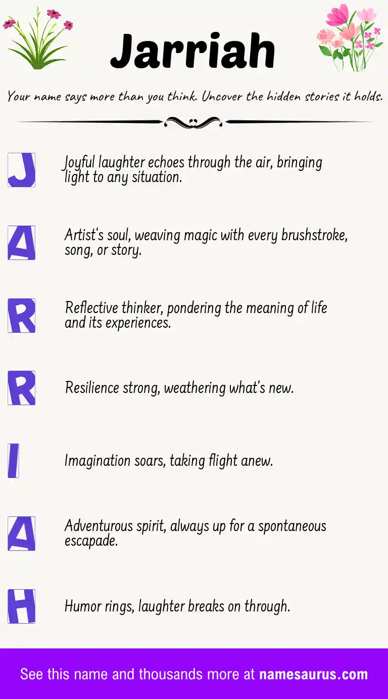 Acrostic poem about Jarriah.
