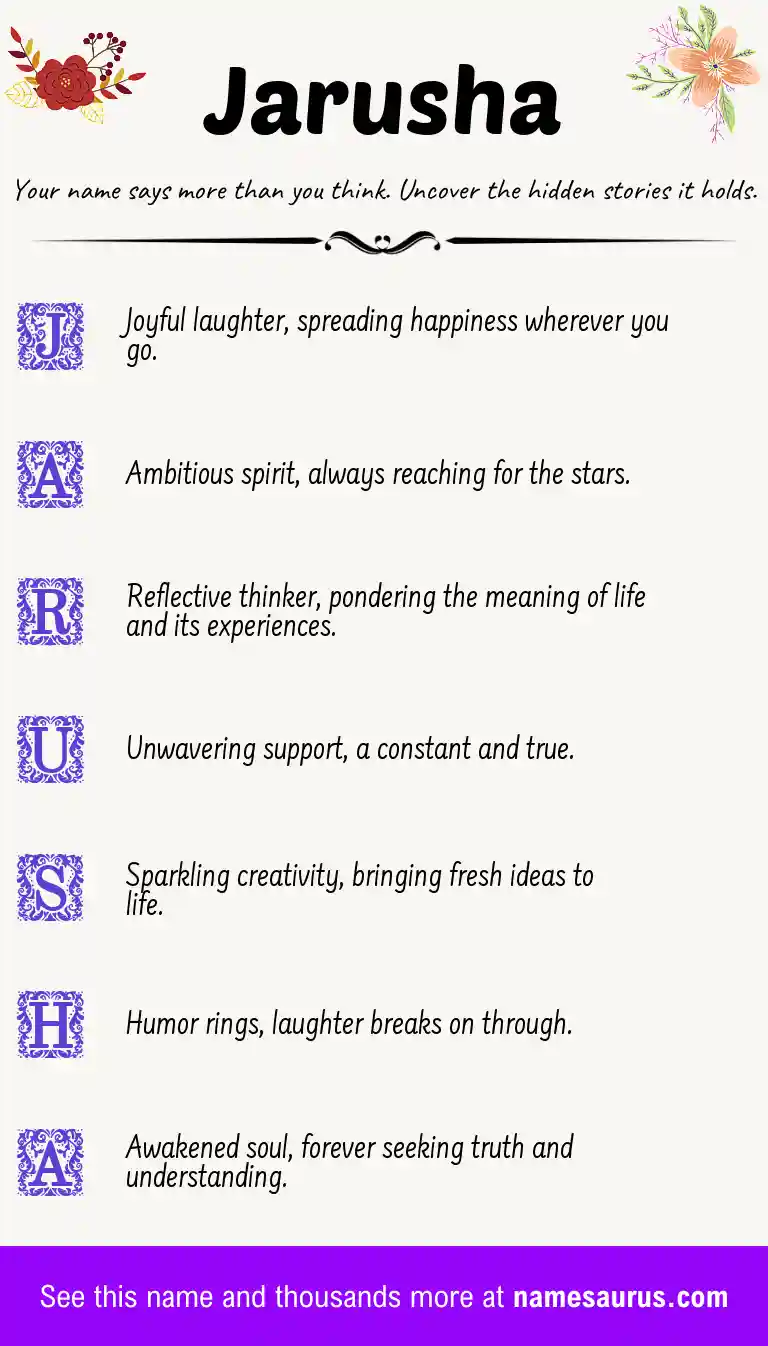 Acrostic poem about Jarusha.