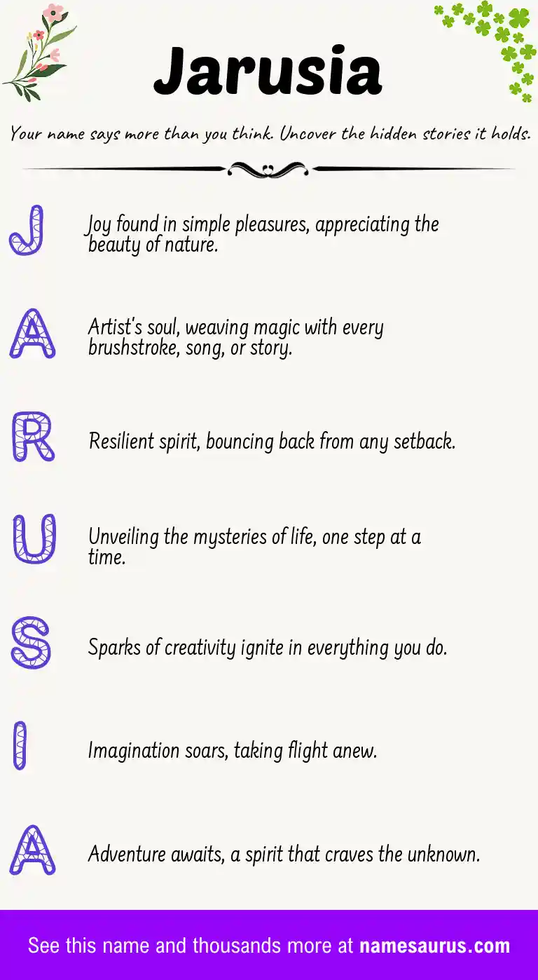 Acrostic poem about Jarusia.