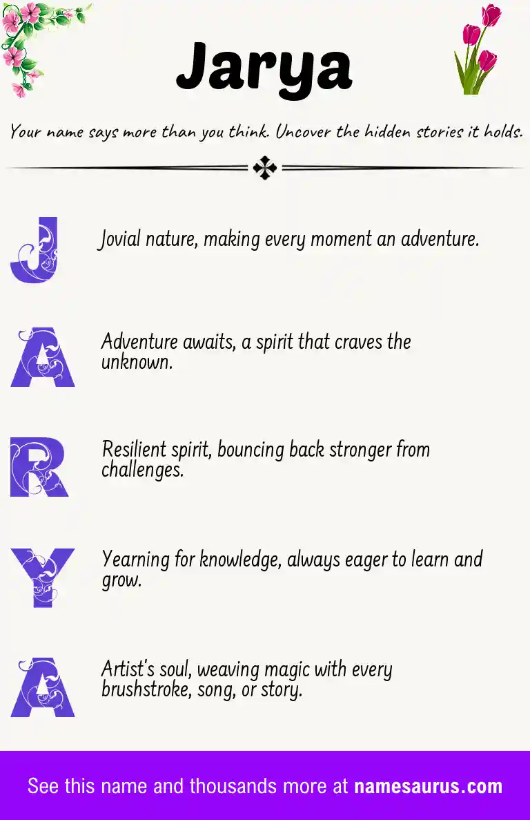 Acrostic poem about Jarya.
