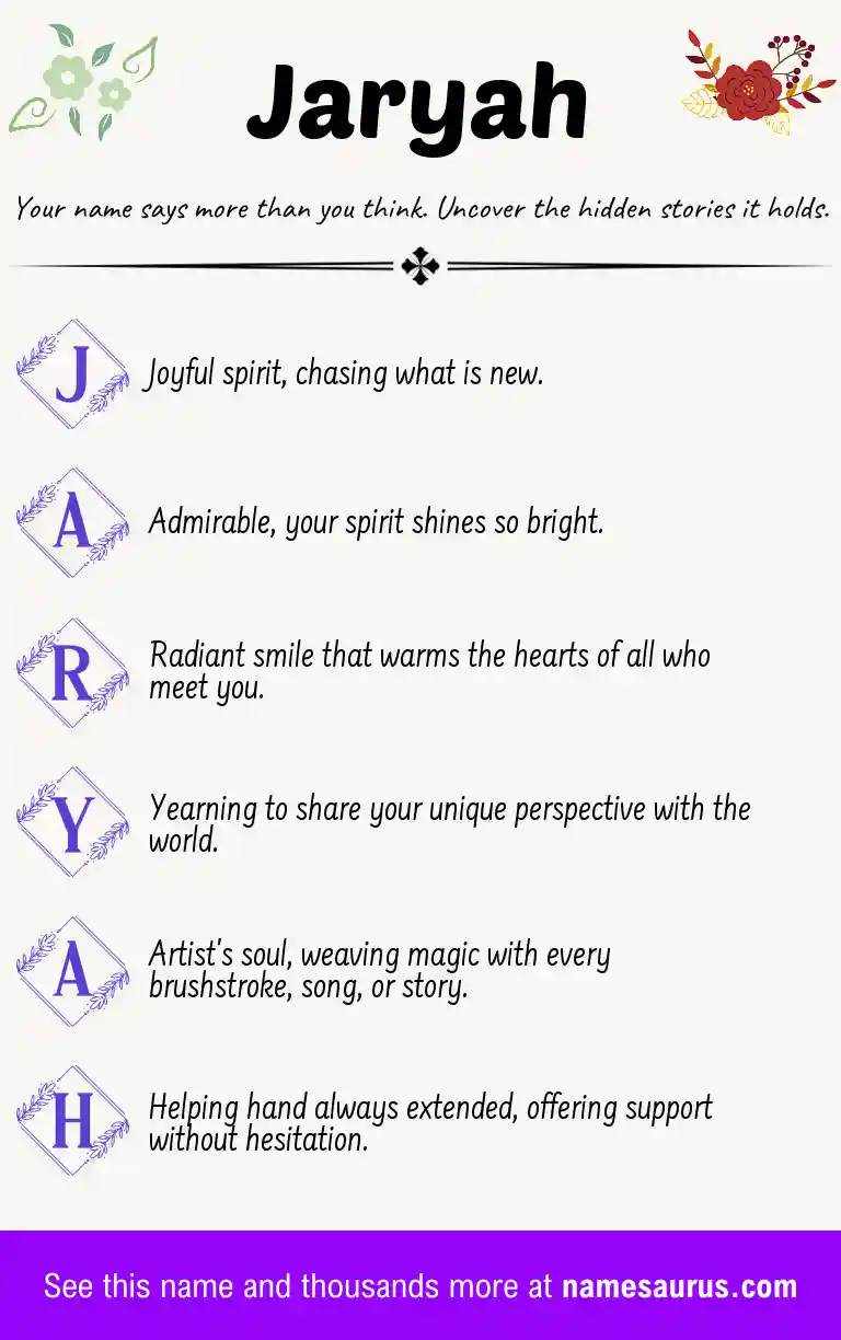 Acrostic poem about Jaryah.