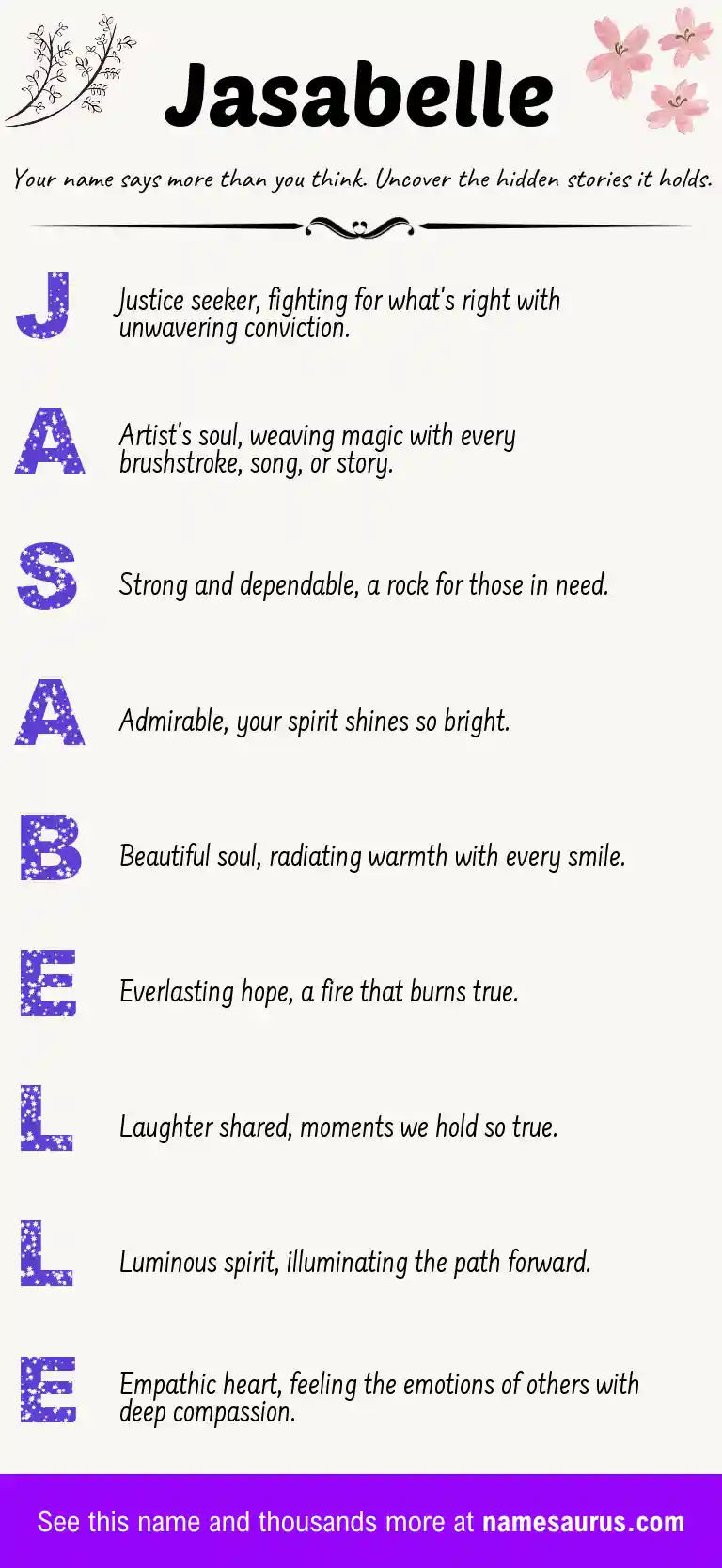 Acrostic poem about Jasabelle.