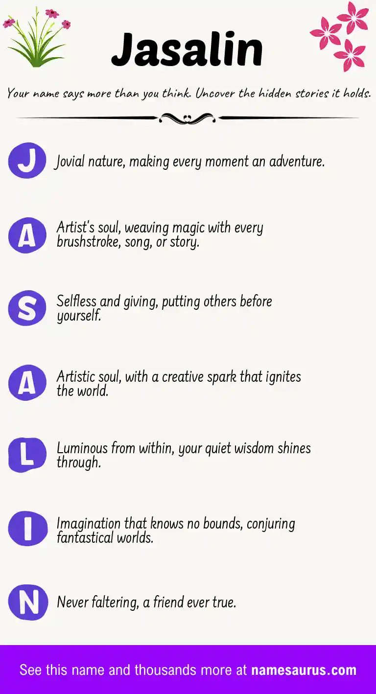 Acrostic poem about Jasalin.