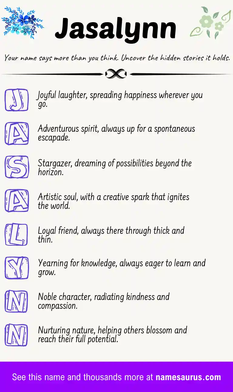 Acrostic poem about Jasalynn.
