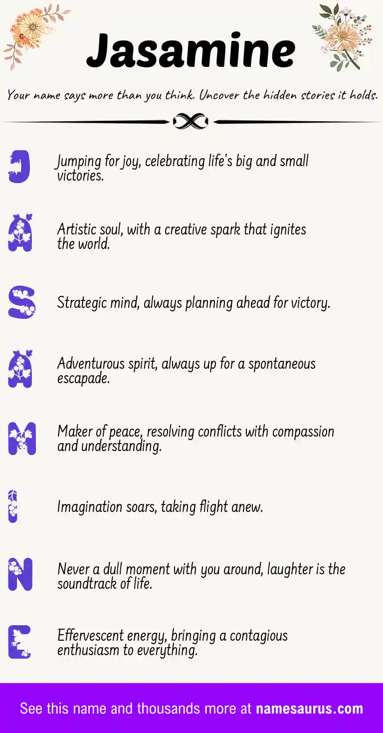 Acrostic poem about Jasamine.