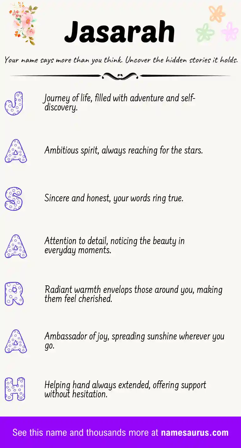 Acrostic poem about Jasarah.