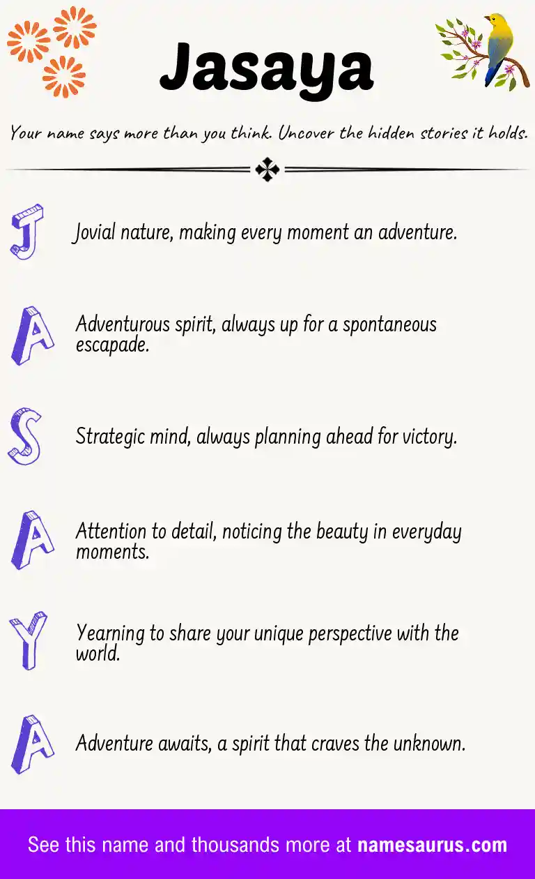 Acrostic poem about Jasaya.
