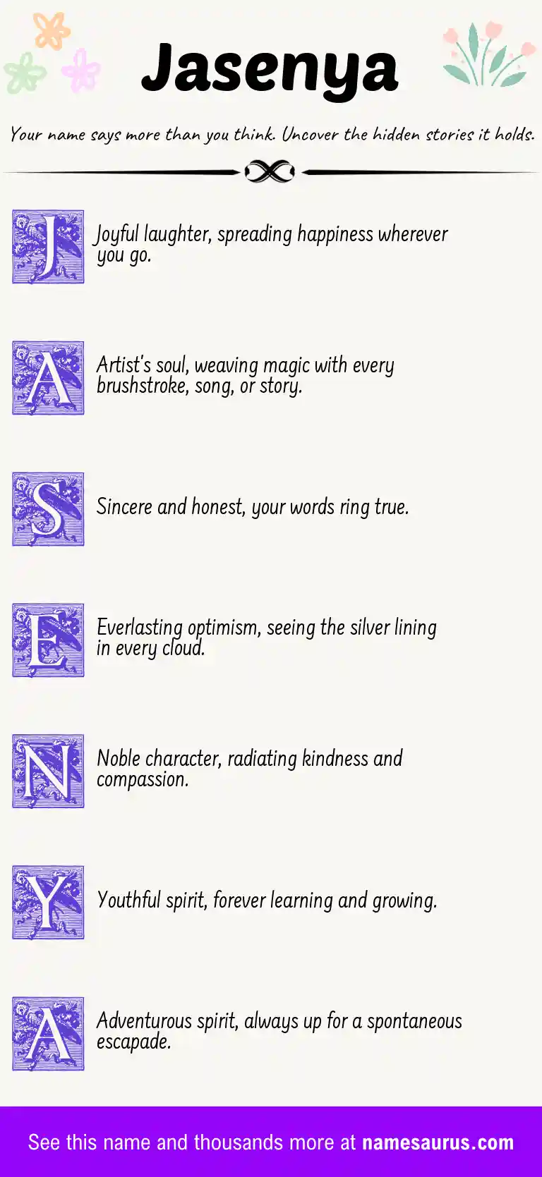 Acrostic poem about Jasenya.