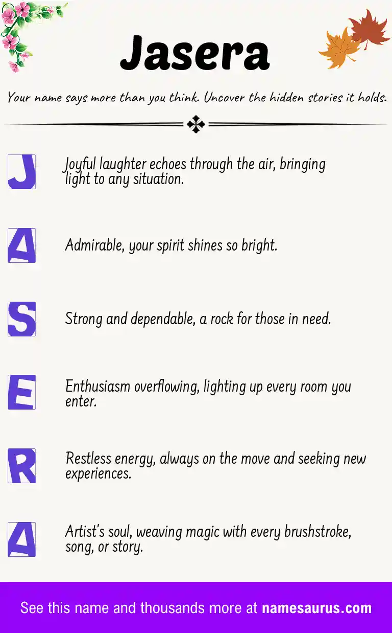 Acrostic poem about Jasera.