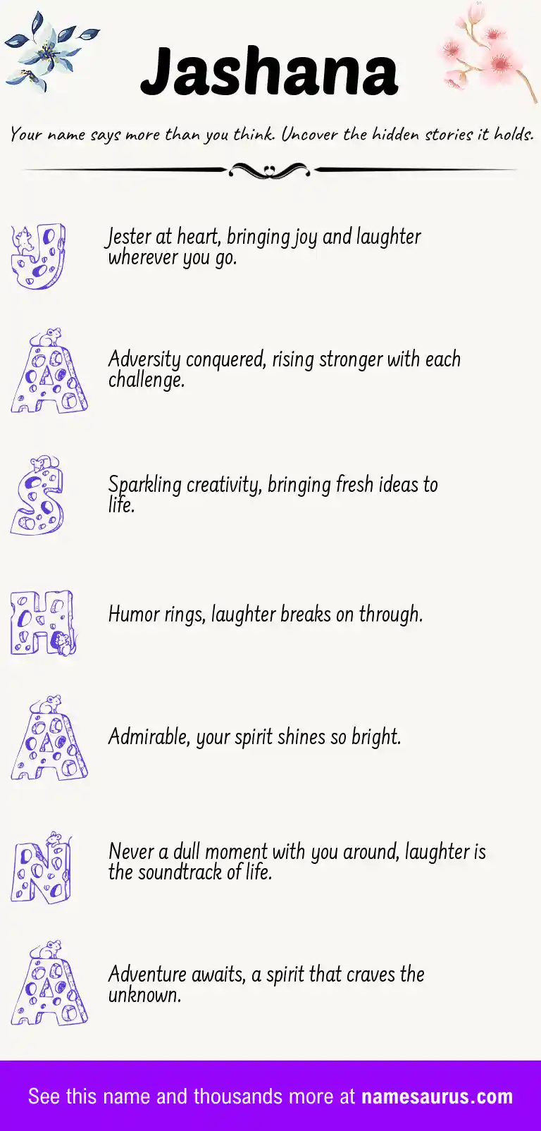 Acrostic poem about Jashana.