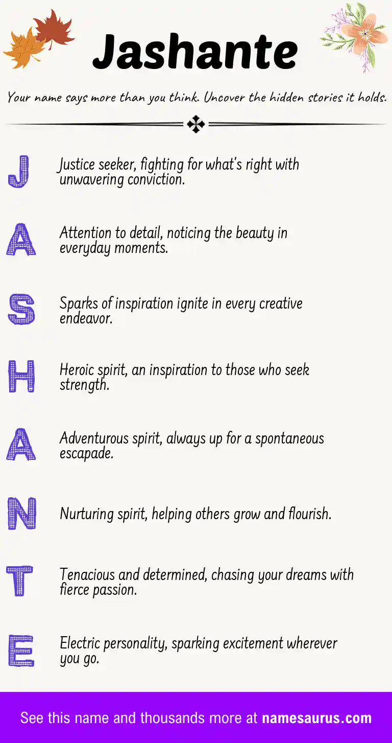 Acrostic poem about Jashante.
