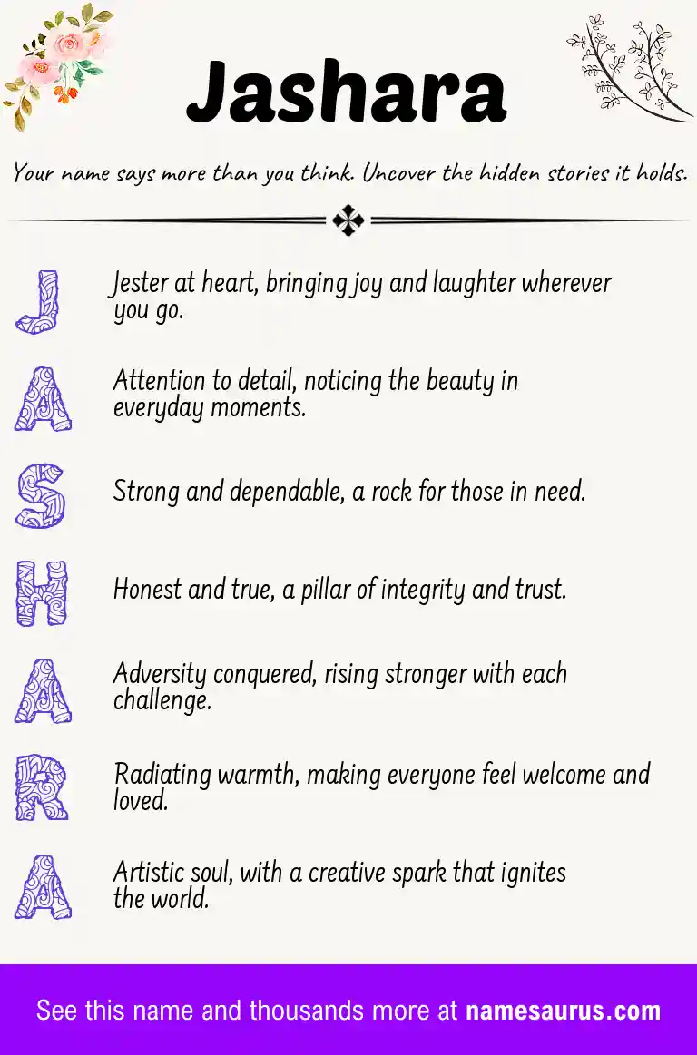 Acrostic poem about Jashara.