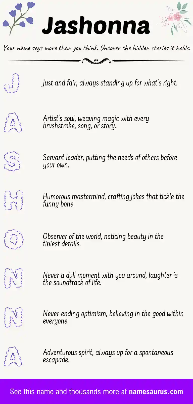 Acrostic poem about Jashonna.