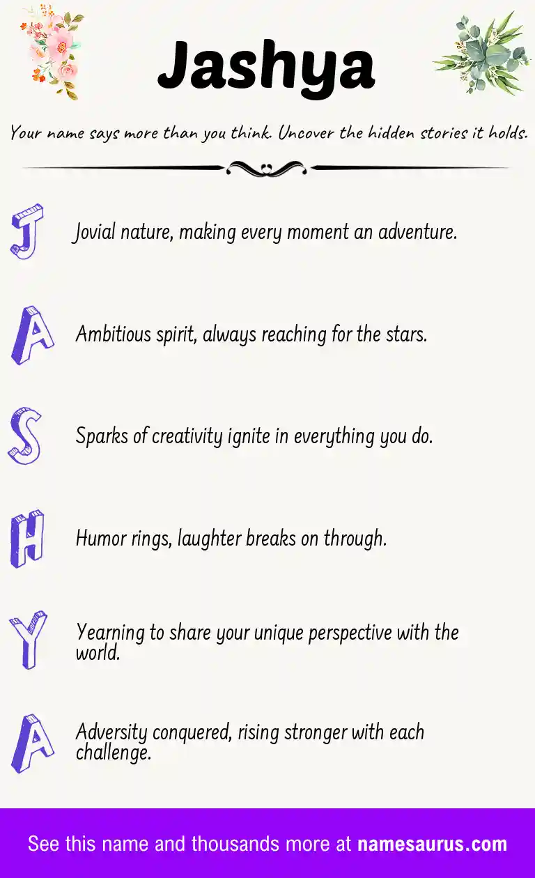 Acrostic poem about Jashya.