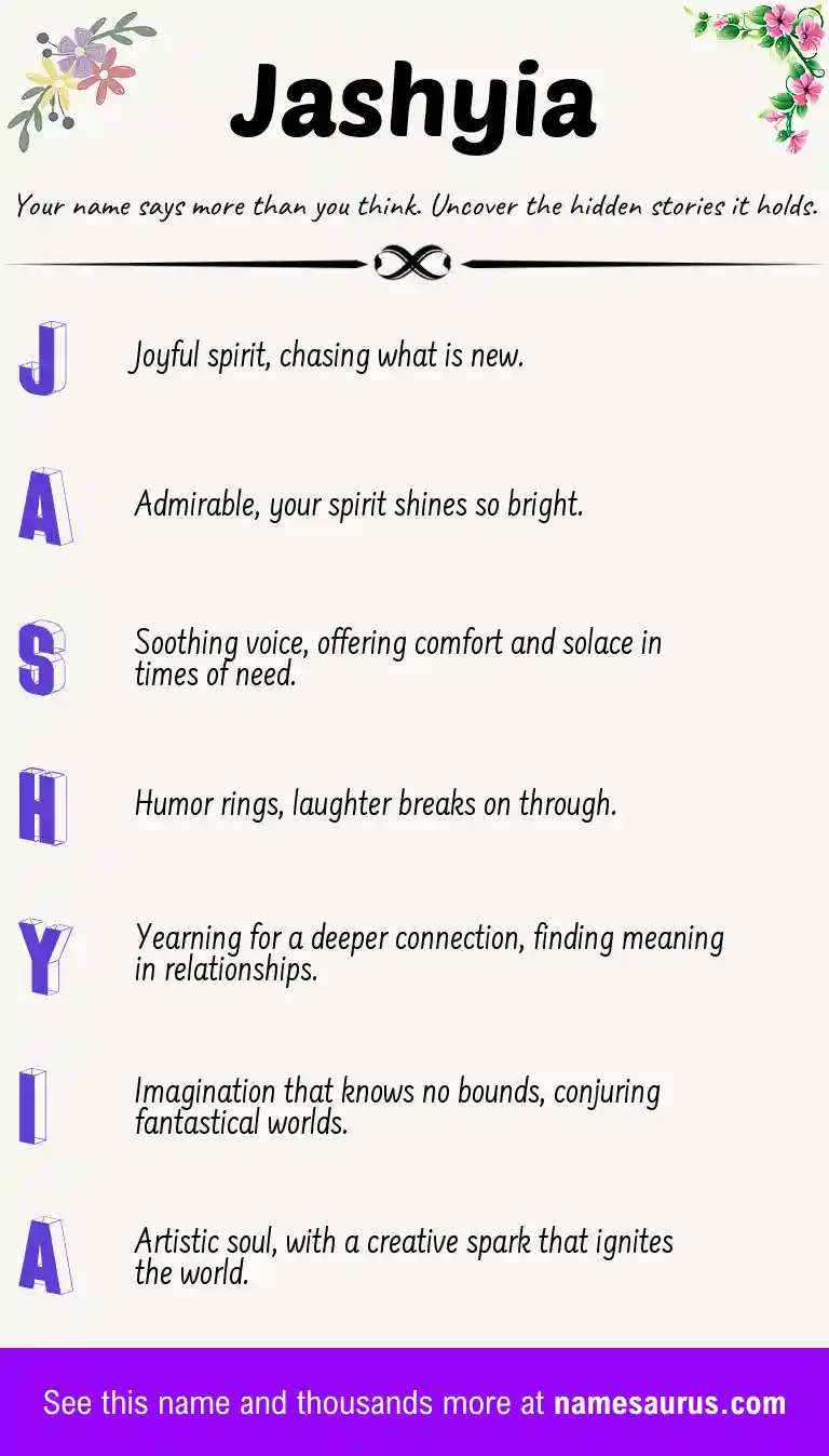Acrostic poem about Jashyia.