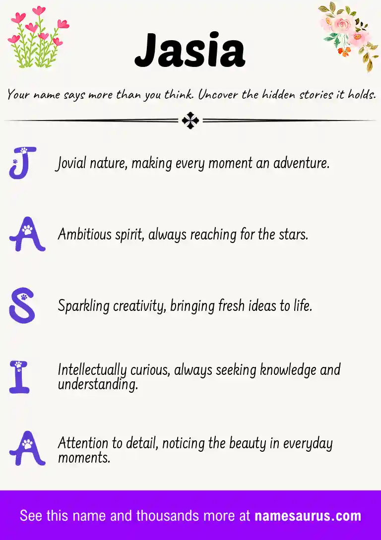 Acrostic poem about Jasia.