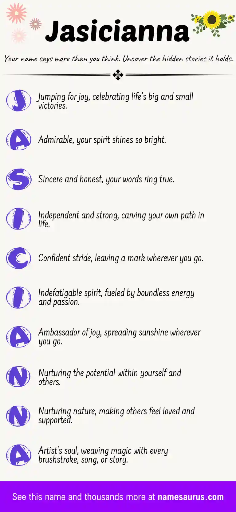 Acrostic poem about Jasicianna.