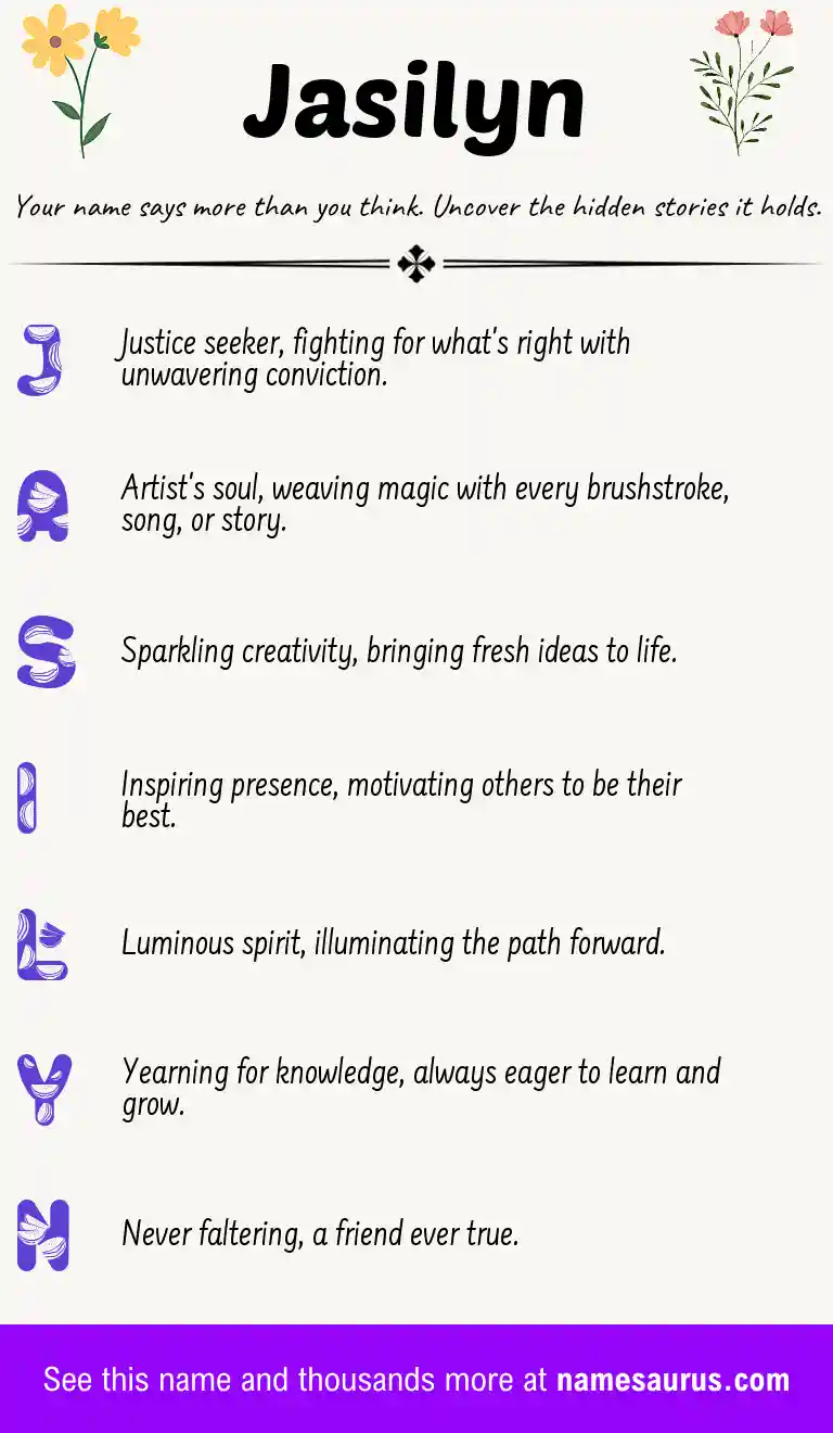 Acrostic poem about Jasilyn.
