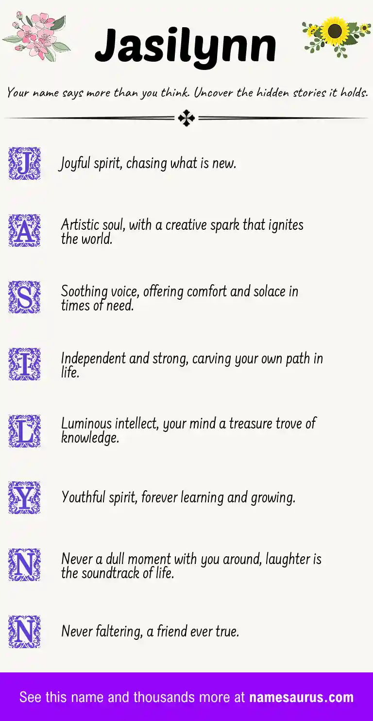 Acrostic poem about Jasilynn.