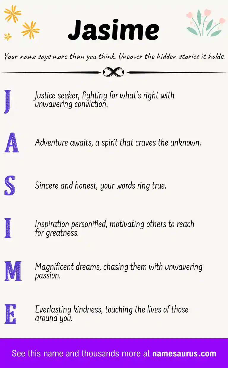 Acrostic poem about Jasime.