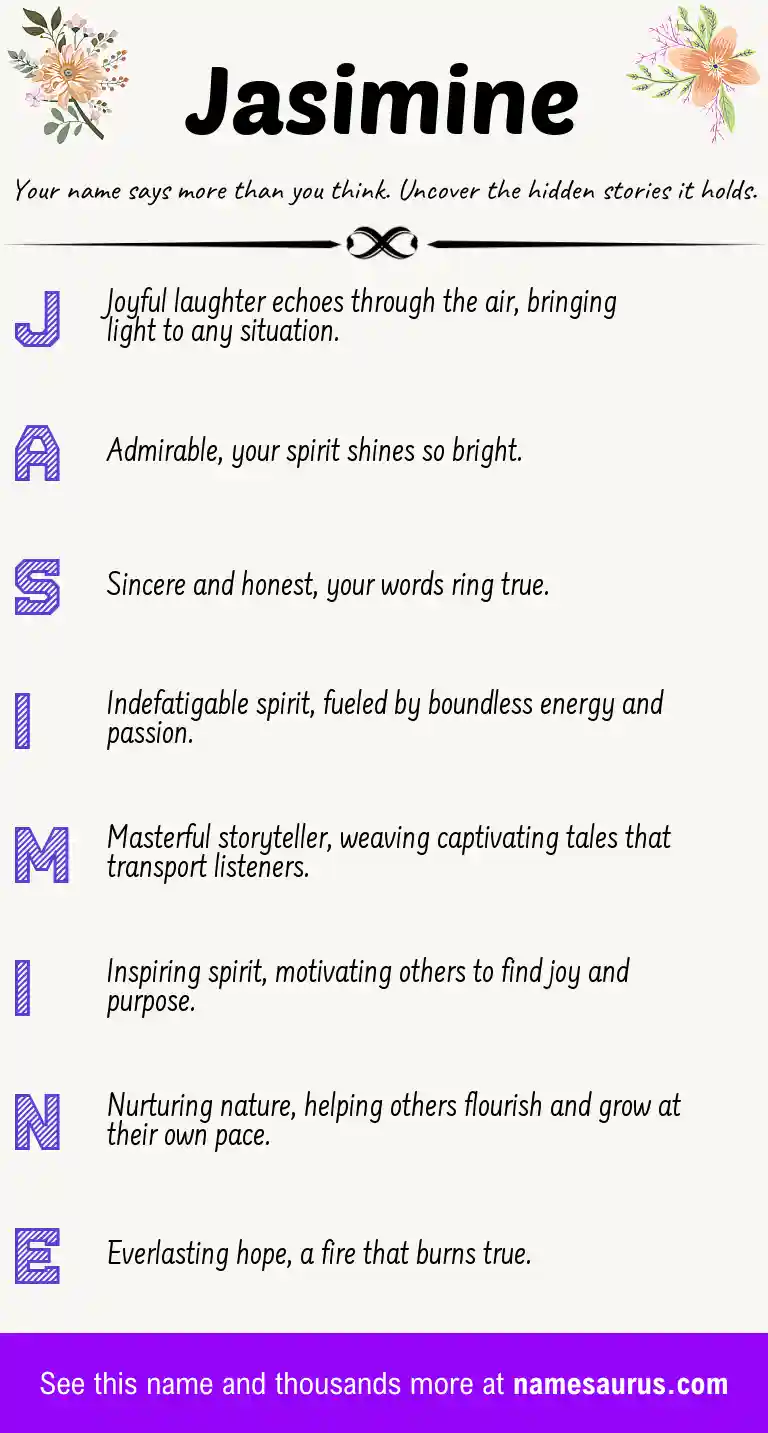 Acrostic poem about Jasimine.