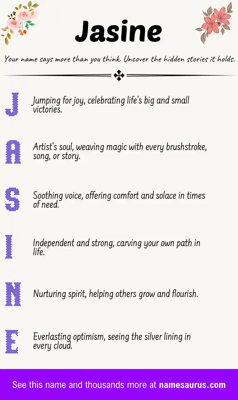 Acrostic poem about Jasine.