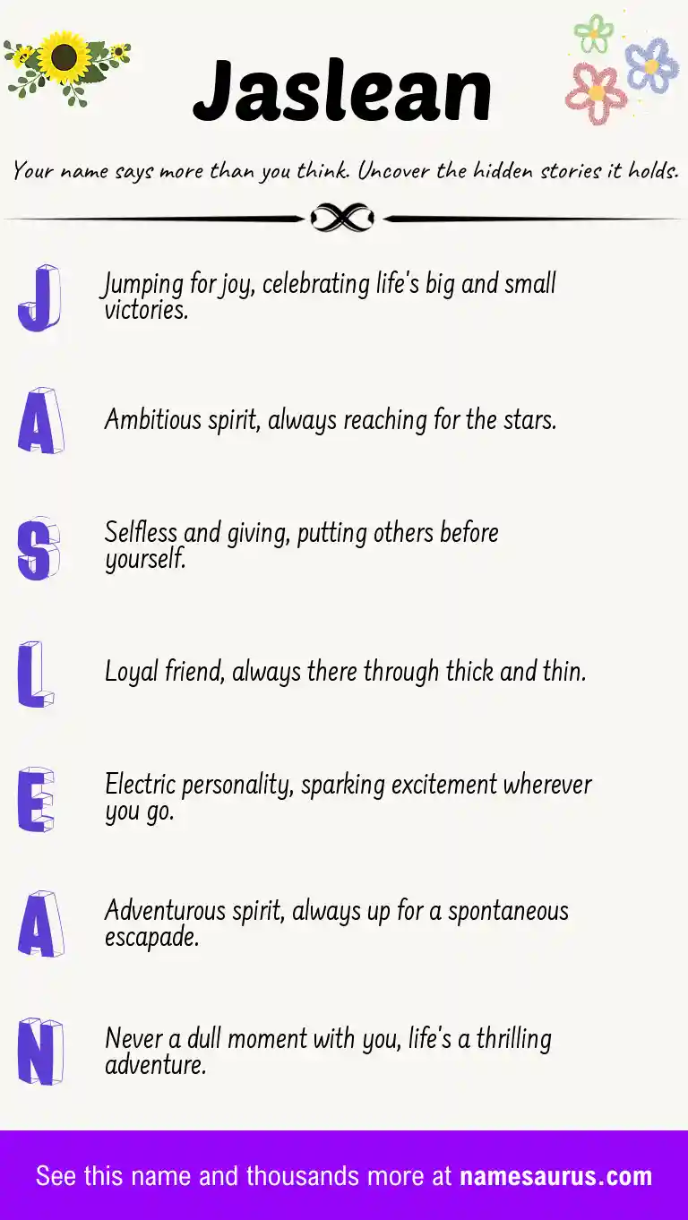 Acrostic poem about Jaslean.