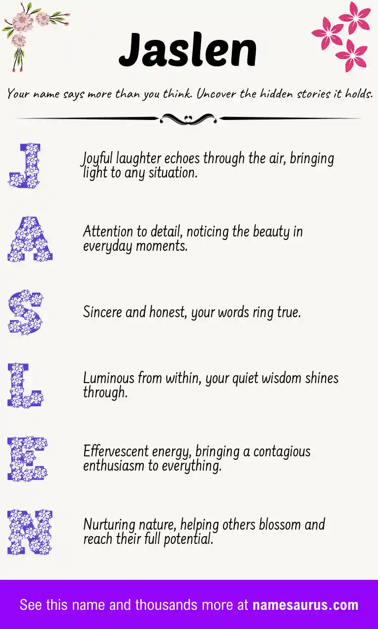 Acrostic poem about Jaslen.