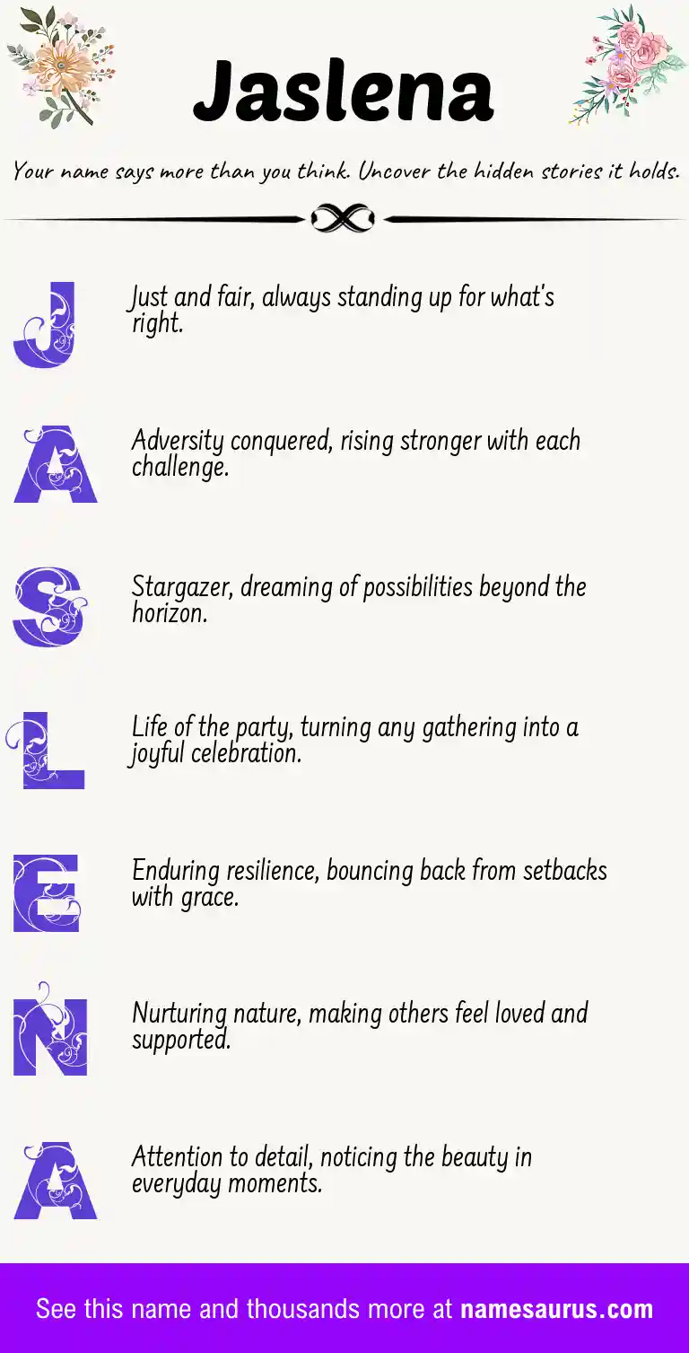 Acrostic poem about Jaslena.