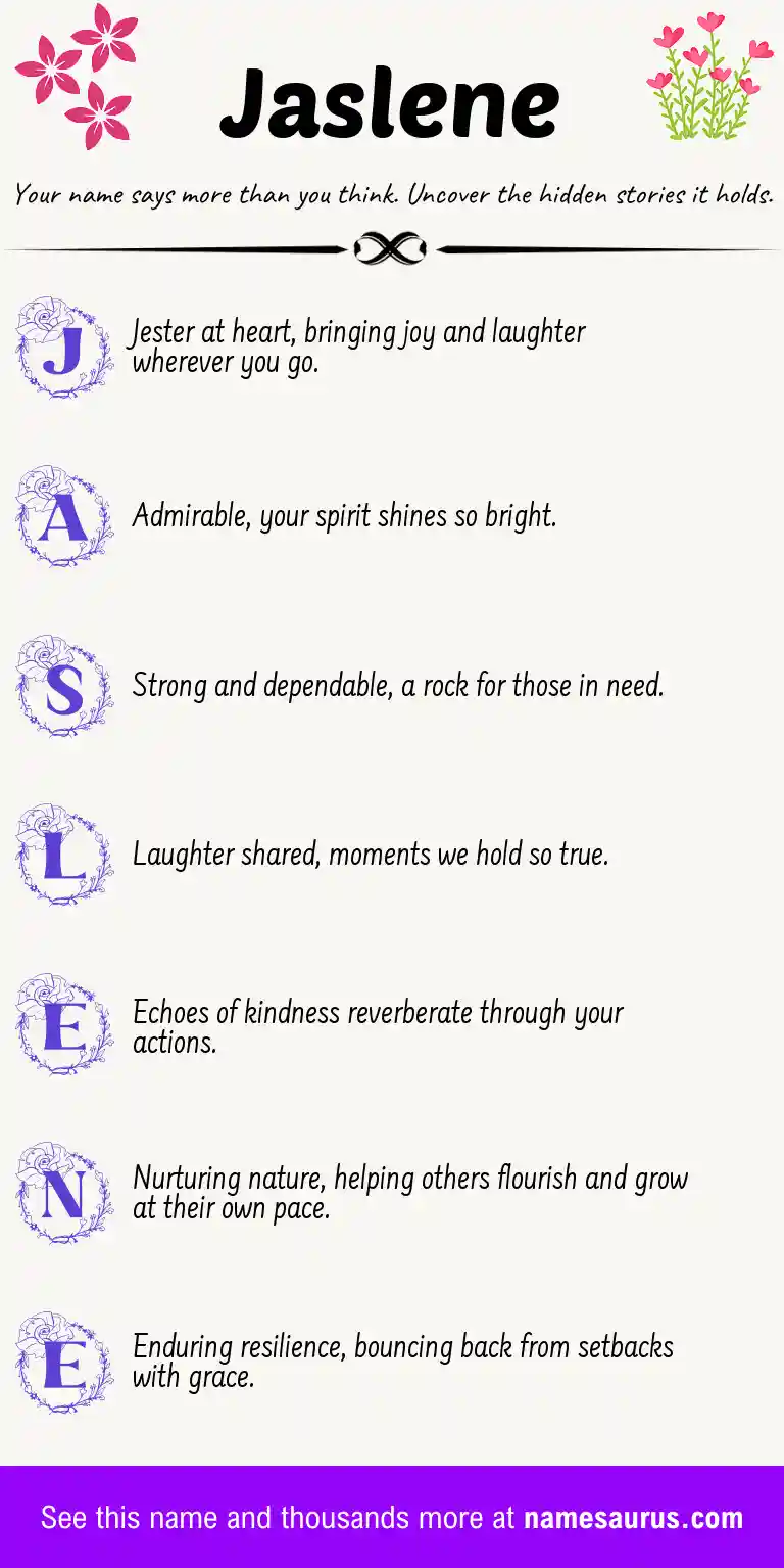 Acrostic poem about Jaslene.