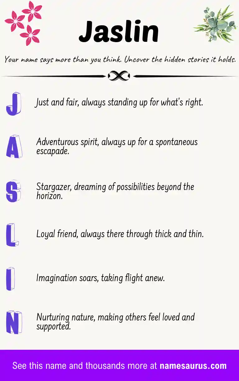 Acrostic poem about Jaslin.