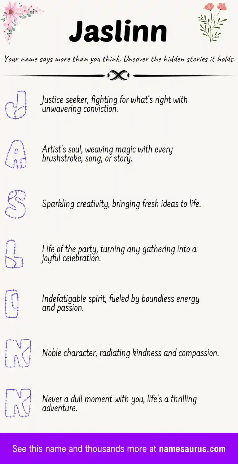 Acrostic poem about Jaslinn.