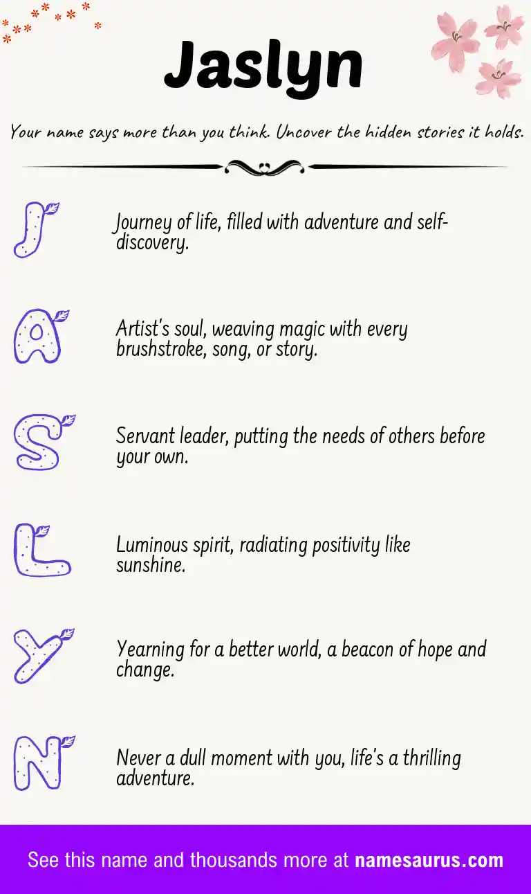 Acrostic poem about Jaslyn.