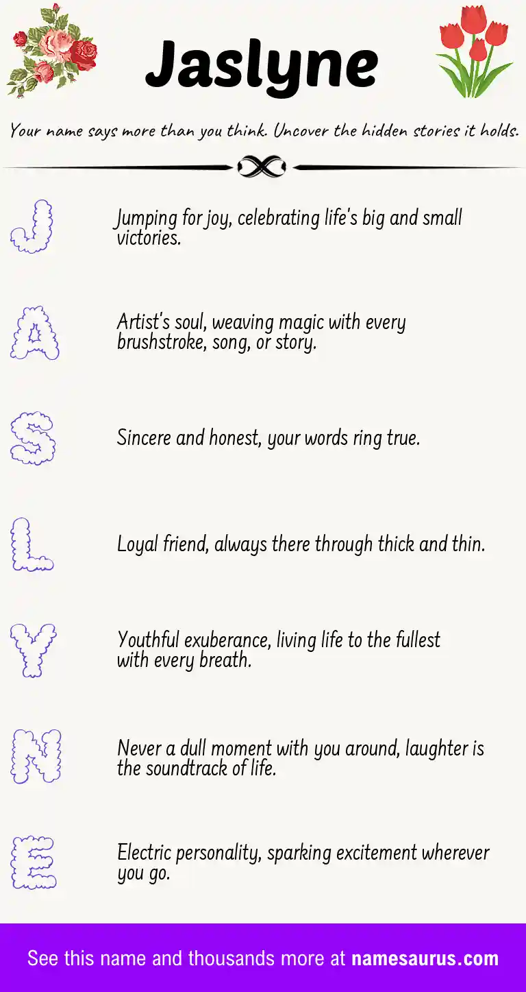 Acrostic poem about Jaslyne.