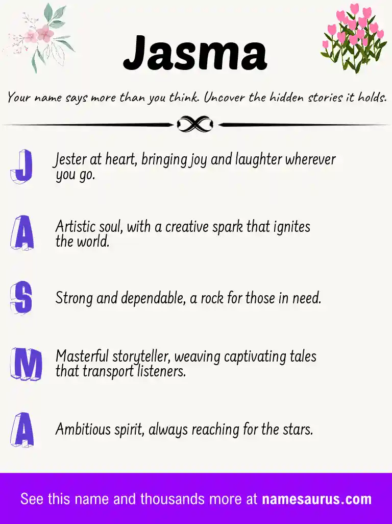 Acrostic poem about Jasma.