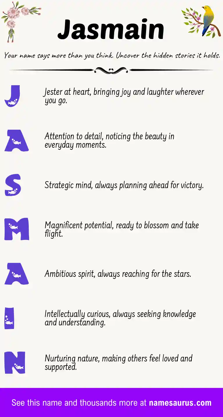 Acrostic poem about Jasmain.